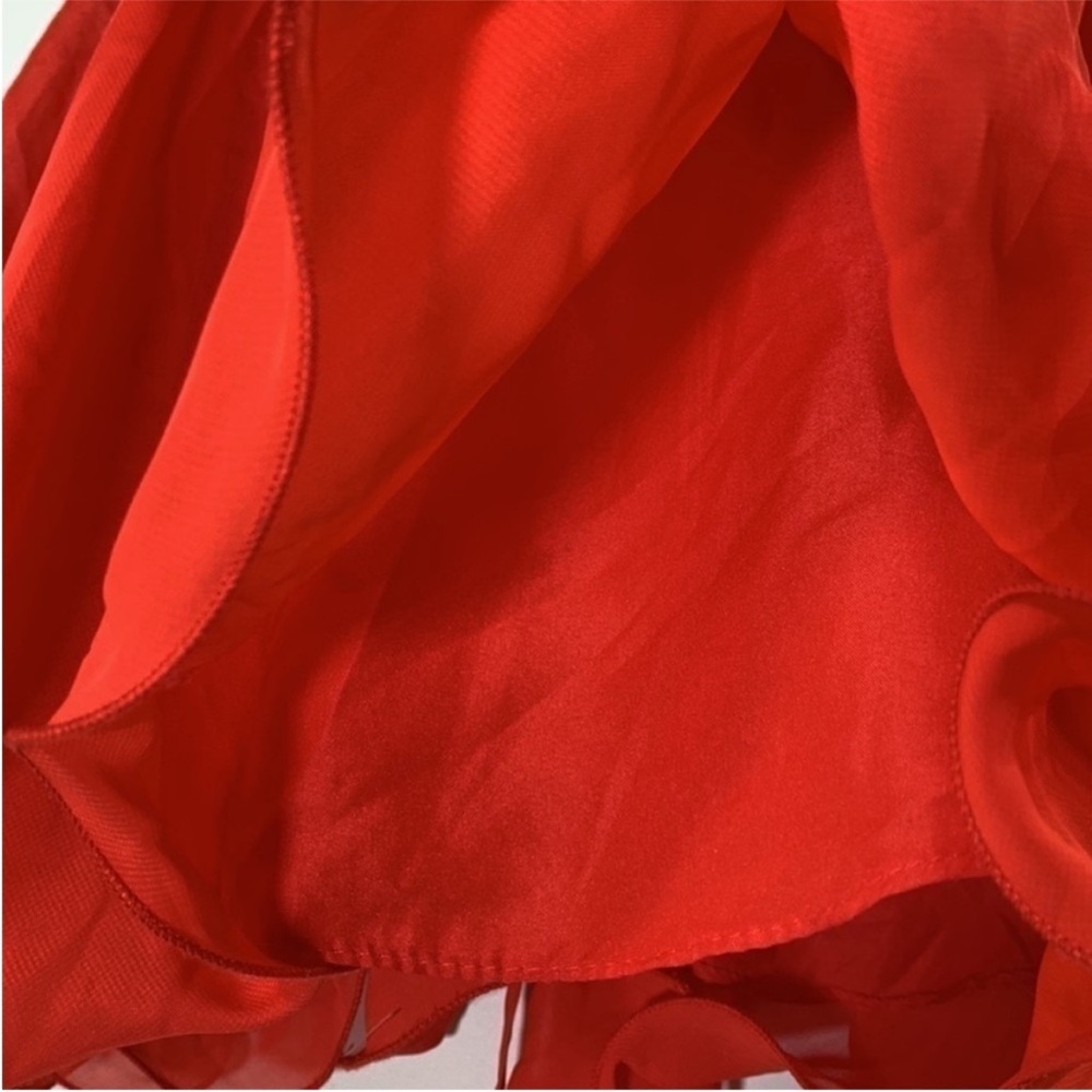 Red Strapless Tulle Party Dress with Gold Embellished Bodice. 4. NWT. - Picture 9 of 13